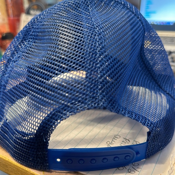 Snap back baseball cap with a custom leather patch that says Mustang. - Picture 3 of 3